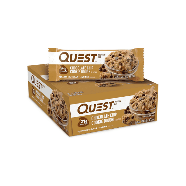 Quest Nutrition Chocolate Chip Cookie Dough Protein Bars 12 Count High Protein Low Carb Keto Friendly