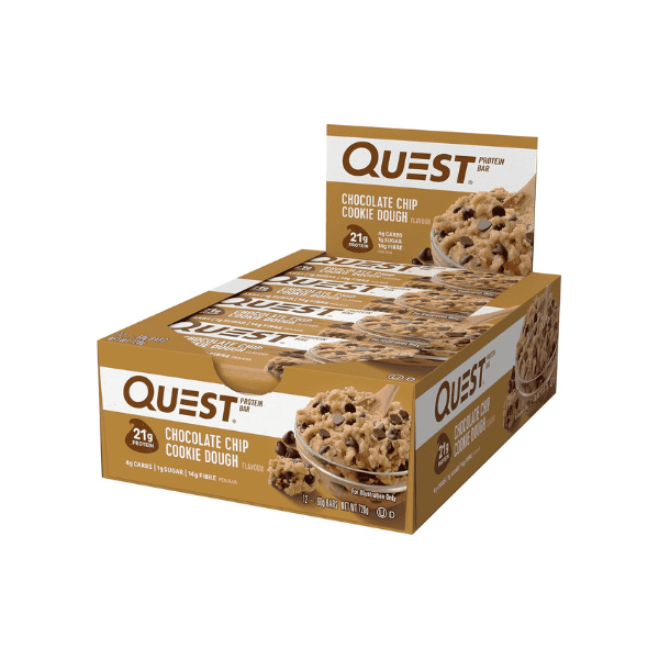 Quest Nutrition Chocolate Chip Cookie Dough Protein Bars 12 Count High Protein Low Carb Keto Friendly