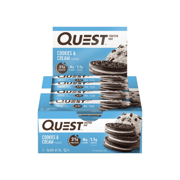 Quest Nutrition Cookies & Cream Protein Bars High Protein Low Carb Keto Friendly 12 Pack