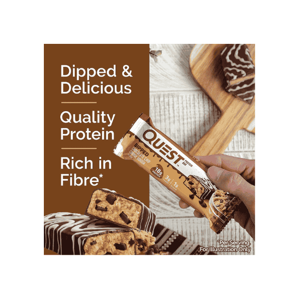 Quest Nutrition Dipped Chocolate Chip Cookie Dough Protein Bars High Protein Low Carb Keto Friendly 12 Pack