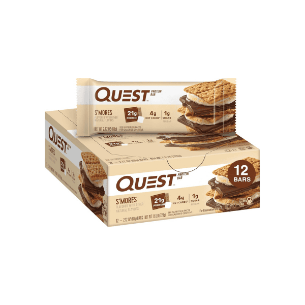 Quest Nutrition S'mores Protein Bars Gluten Free  Keto Friendly High Protein 12Pack