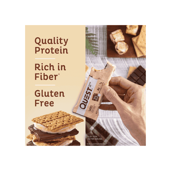 Quest Nutrition S'mores Protein Bars Gluten Free  Keto Friendly High Protein 12Pack