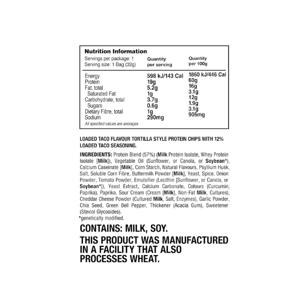 Quest Nutrition Loaded Taco Tortilla Style Protein Chips High Protein Low Carb Baked 32g 8 Pack