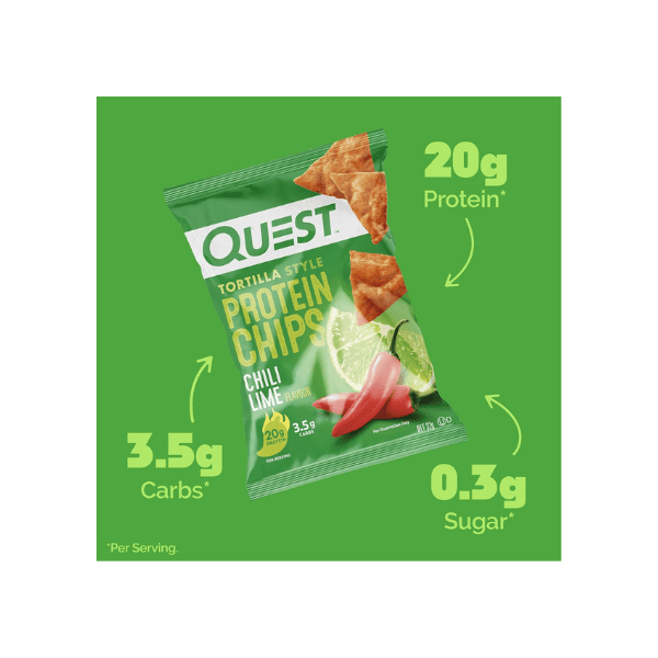 Quest Nutrition Chili Lime Tortilla Style Protein Chips High Protein Low Carb Baked 32g 8 Pack