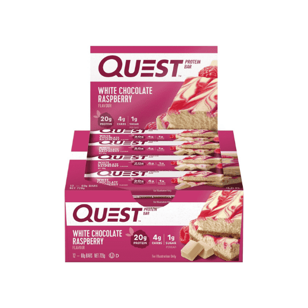 Quest Nutrition High Protein White Chocolate Raspberry Bars Low Carb Keto Friendly 12 Count