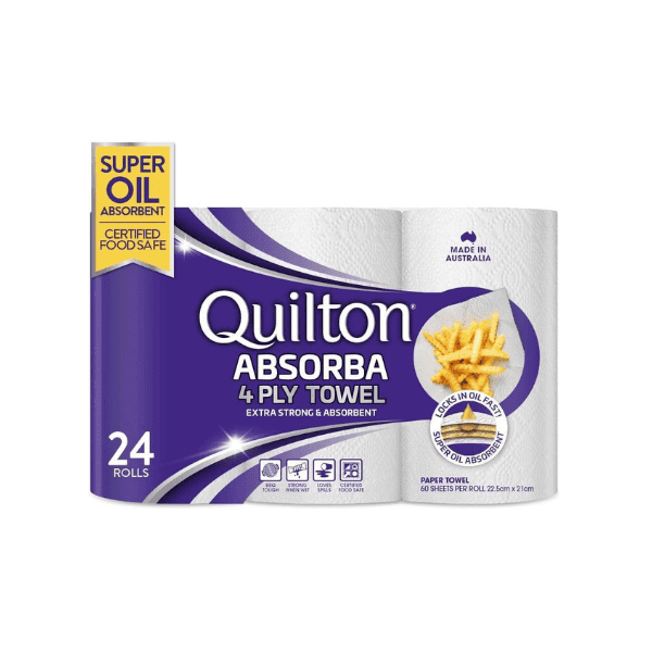 24 Pack Quilton Absorba Paper Towel Rolls