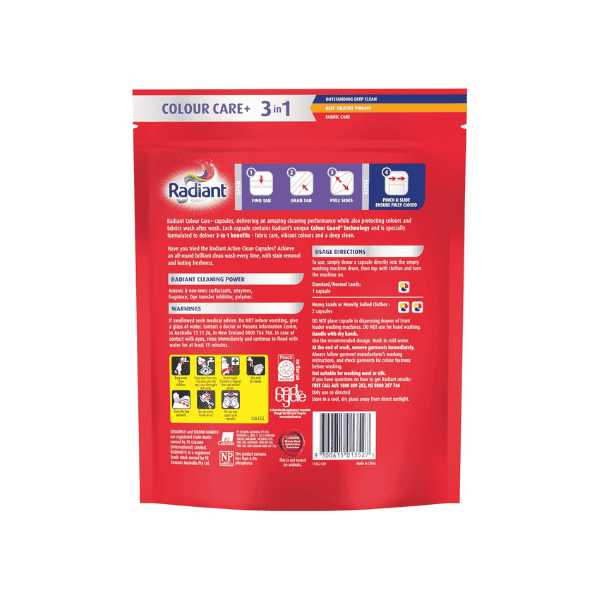 Radiant 3 in 1 Laundry Detergent 675g 45 Capsules for Effortless Colour Care