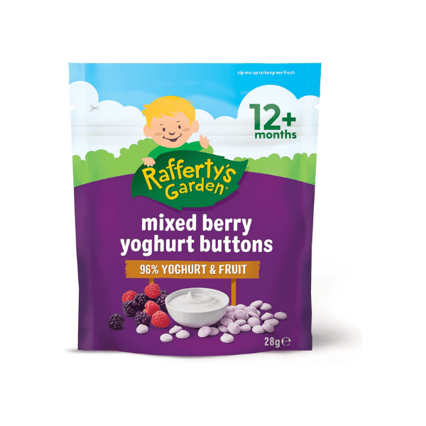 Rafferty’s Garden Mixed Berry Yoghurt Buttons 28g 8-Pack Baby Snack for 12+ Months