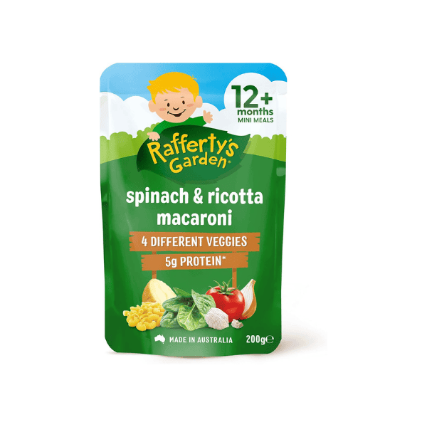 Rafferty's Garden Spinach & Ricotta Macaroni Lumpy Baby Food 200g 6 Pack Healthy Baby Meal