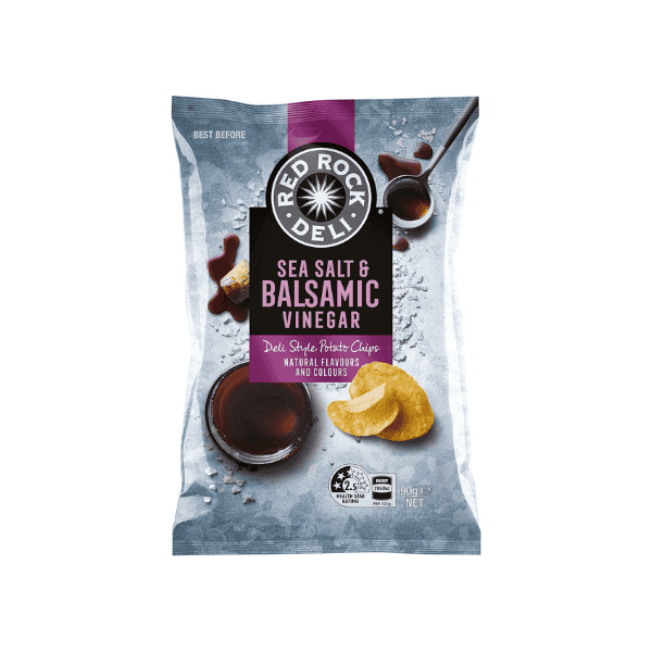 Red Rock Deli 90g Sea Salt & Balsamic Vinegar Chips Perfect for Sharing