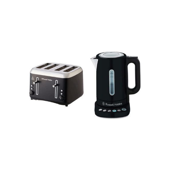 Russell Hobbs RHT514BLK Addison 4 Slice Toaster and Digital Kettle Matte Black