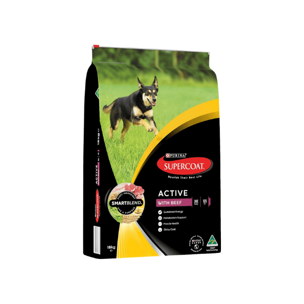 SUPERCOAT SMARTBLEND Beef Flavour Adult Dog Food 18kg for Healthy Living