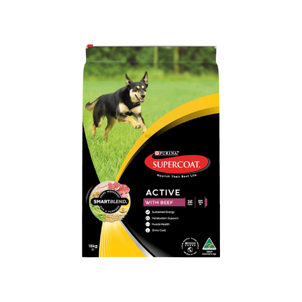 SUPERCOAT SMARTBLEND Beef Flavour Adult Dog Food 18kg for Healthy Living