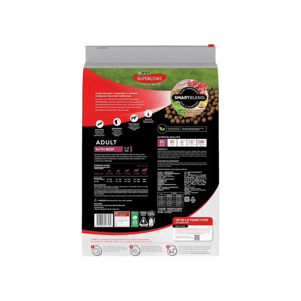 SUPERCOAT SMARTBLEND Beef Flavour Dry Dog Food for Adults 18kg