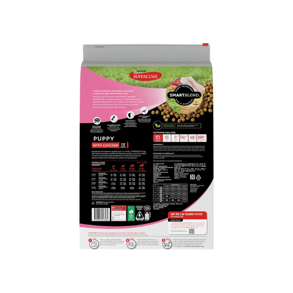 SUPERCOAT SMARTBLEND Puppy Dry Dog Food Chicken 18kg for Development