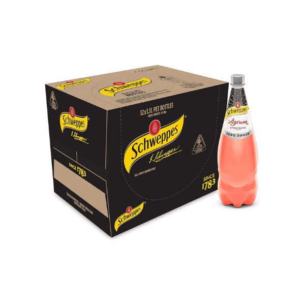 Schweppes Agrum Citrus Zero Sugar 12 x 1.1L Refreshing Sugar-Free Citrus Drink