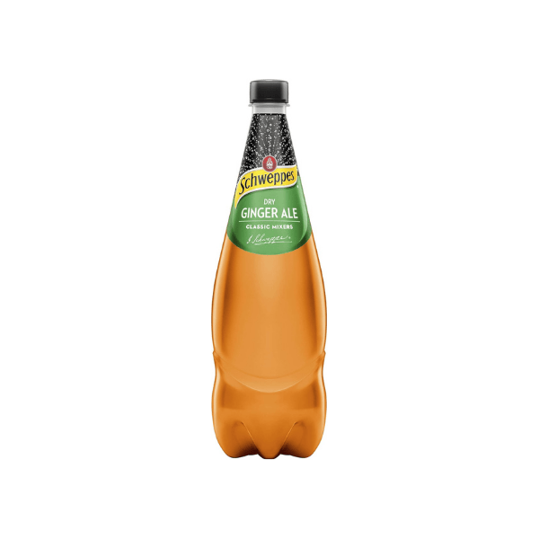 Schweppes Dry Ginger Ale 12 x 1.1L – Crisp and Refreshing Ginger Drink