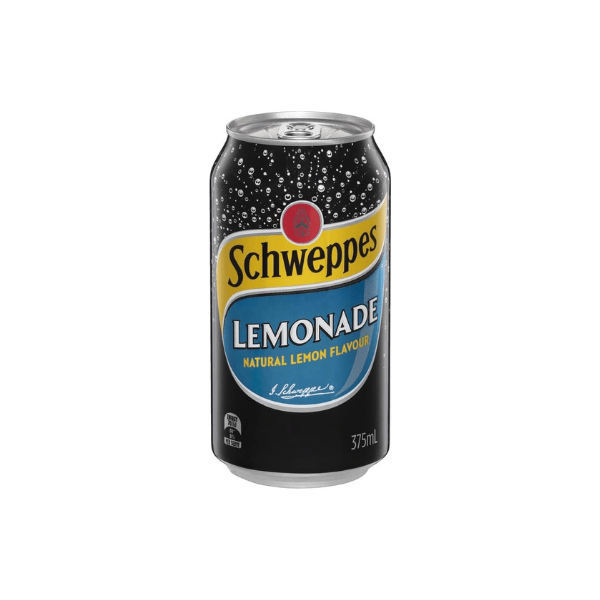 Schweppes Lemonade 30 Pack of 375ml Cans Refreshing Lemon Flavor