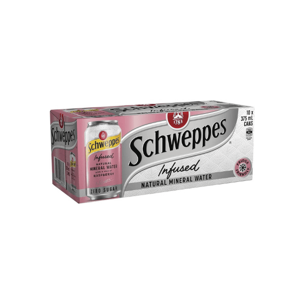 Schweppes Raspberry & Blueberry Infused Mineral Water 375ml 10 Pack