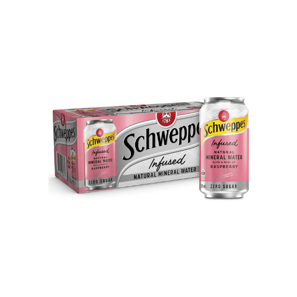 Schweppes Raspberry & Blueberry Infused Mineral Water 375ml 10 Pack