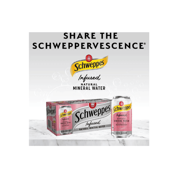 Schweppes Raspberry & Blueberry Infused Mineral Water 375ml 10 Pack