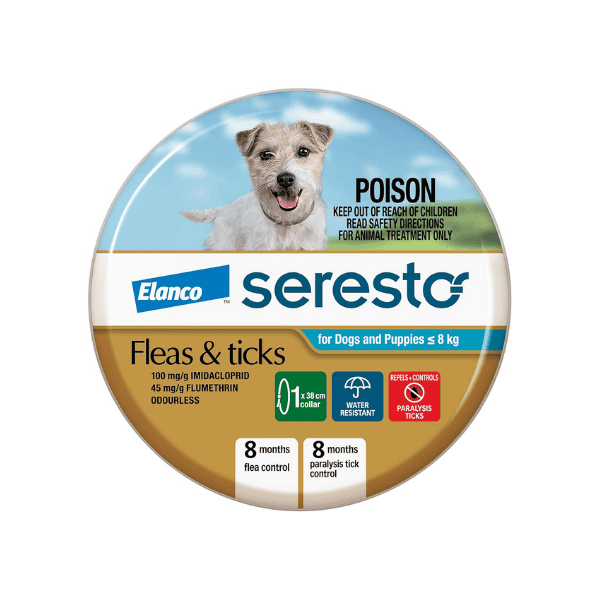 Seresto Flea & Tick Collar Adjustable Water-Resistant and Odourless for Dogs Up to 8 kg