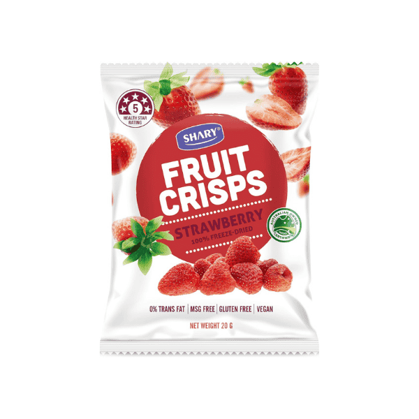 Shary Freeze Dried Strawberry Crisps 20g – Healthy Vegan Gluten-Free Snack with No Added Sugar