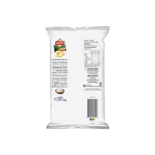 Smith's 6 Serve Pack of Crinkle Cut Original Potato Chips 114 g of Flavor