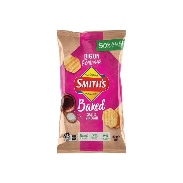 Smith's Oven Baked Salt and Vinegar Chips 130 g of Tangy Goodness