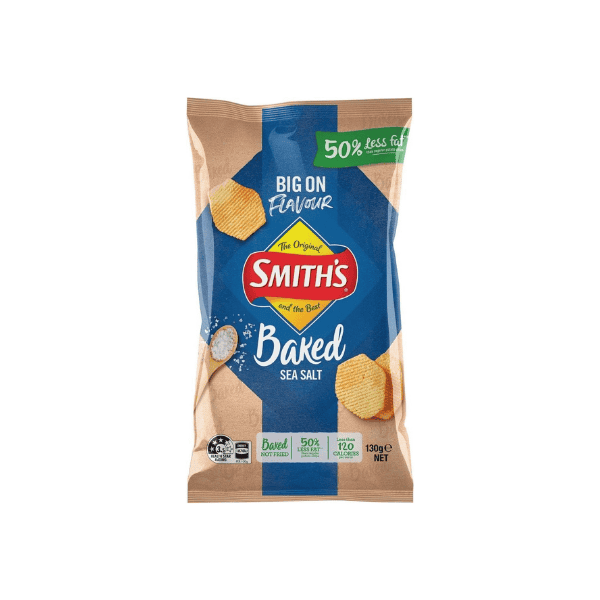 Smith's Oven Baked Sea Salt Potato Chips 130 g of Flavorful Snacking