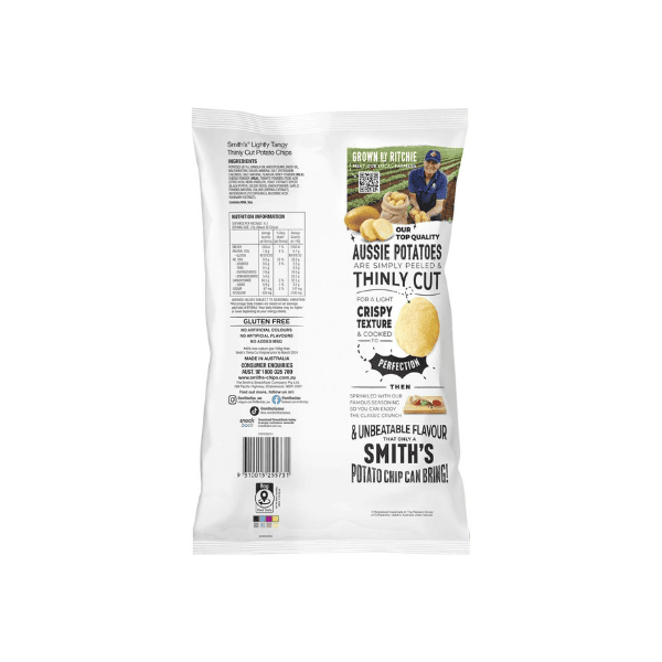 Smith's 175 g Lightly Tangy Potato Chips Enjoy 40% Less Sodium Flavor