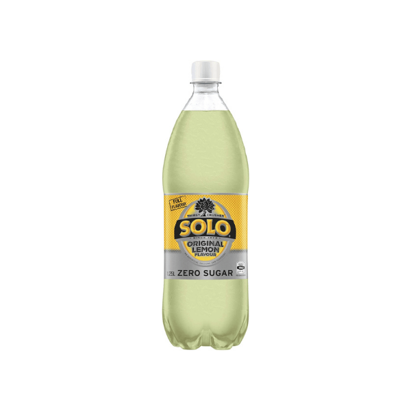 Solo Lemon Zero Sugar Soft Drink 12 x 1.25L Sugar-Free Refreshing Lemon Flavor