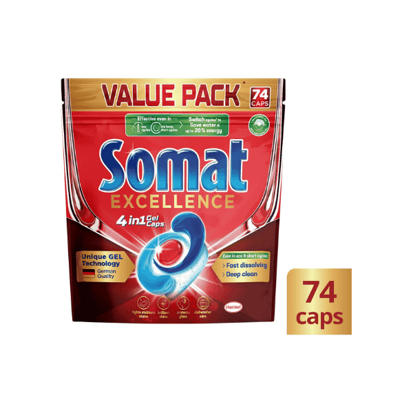 Somat Excellence 4 in 1 Dishwasher Tablets 74 Count