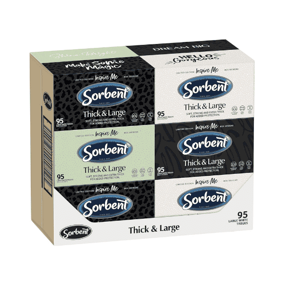 Sorbent White Thick and Large Tissue 12 Boxes X 95 Sheets