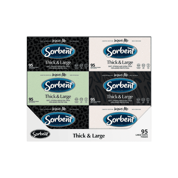 Sorbent White Thick and Large Tissue 12 Boxes X 95 Sheets