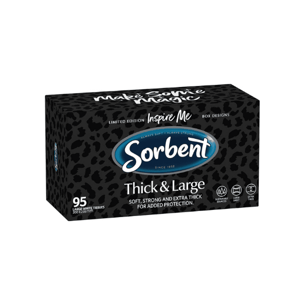 Sorbent White Thick and Large Tissue 12 Boxes X 95 Sheets