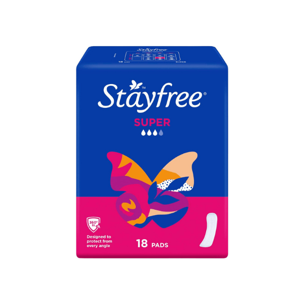 Stayfree Super Pads No Wings 18 Count Maximum Protection for Heavy Flow Days