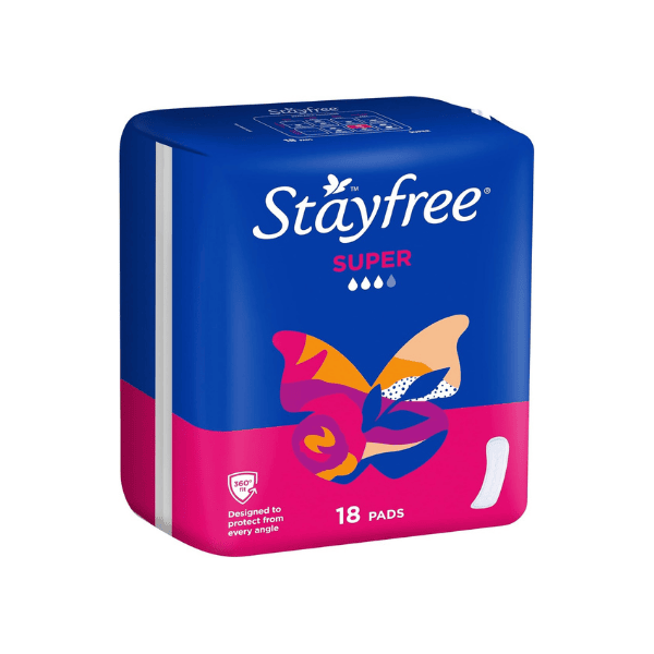 Stayfree Super Pads No Wings 18 Count Maximum Protection for Heavy Flow Days