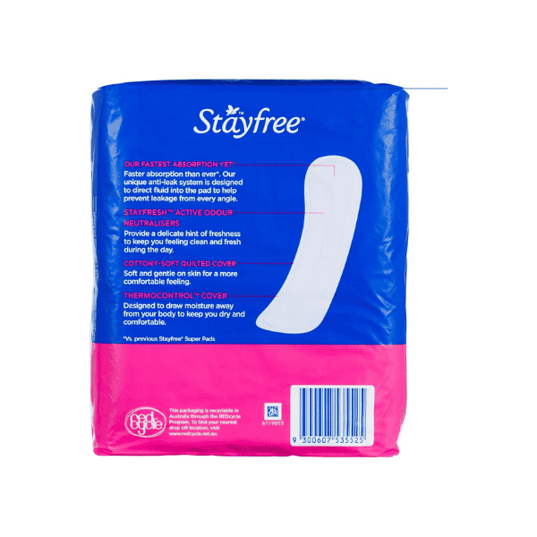 Stayfree Super Pads No Wings 18 Count Maximum Protection for Heavy Flow Days