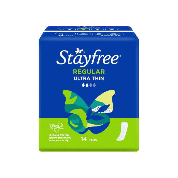 Stayfree Ultra Thin Regular Pads No Wings 14 Count Soft Absorbent and Discreet Protection