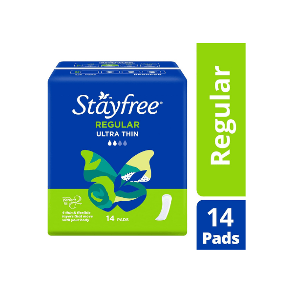 Stayfree Ultra Thin Regular Pads No Wings 14 Count Soft Absorbent and Discreet Protection