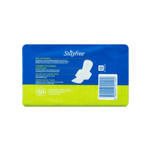 Stayfree Ultra Thin Regular Pads with Wings 20 Count Soft Absorbent & Leak-Free