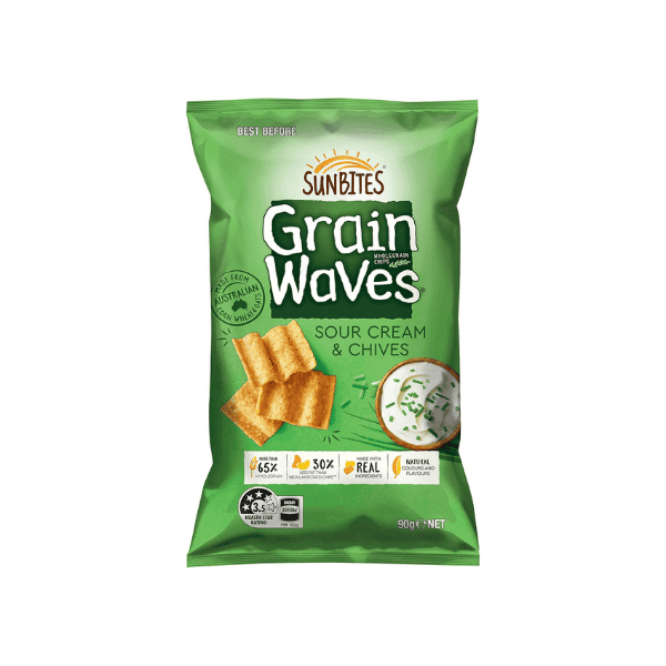 Sunbites Grain Waves Wholegrain Chips with Sour Cream and Chives 90 g