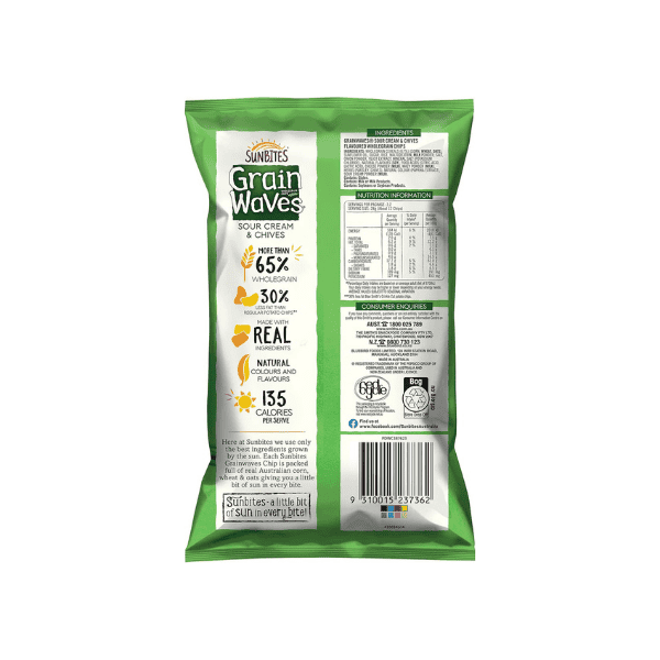 Sunbites Grain Waves Wholegrain Chips with Sour Cream and Chives 90 g