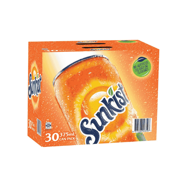 Sunkist Orange Soft Drink Multipack (30 x 375 mL)