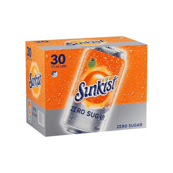 Sunkist Zero Sugar Soft Drink Multipack (30 x 375 mL)