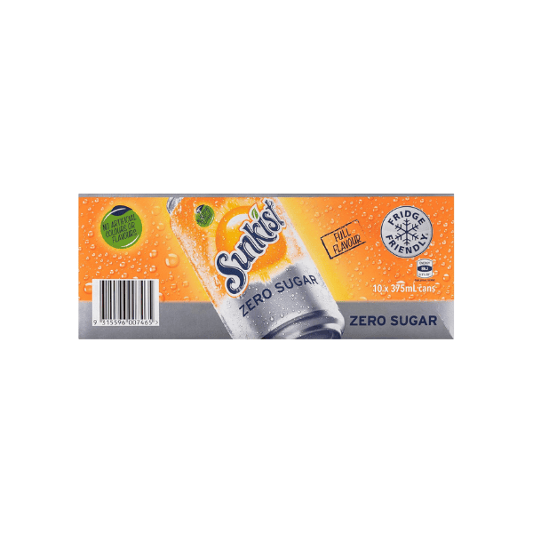 Sunkist Zero Sugar Soft Drink Cans 375 ml (Set of 10)