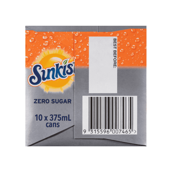 Sunkist Zero Sugar Soft Drink Cans 375 ml (Set of 10)