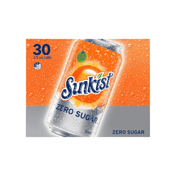 Sunkist Zero Sugar Soft Drink Multipack (30 x 375 mL)