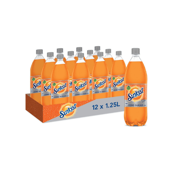 Sunkist Zero Sugar Soft Drink Multipack (12 x 1.25 L)